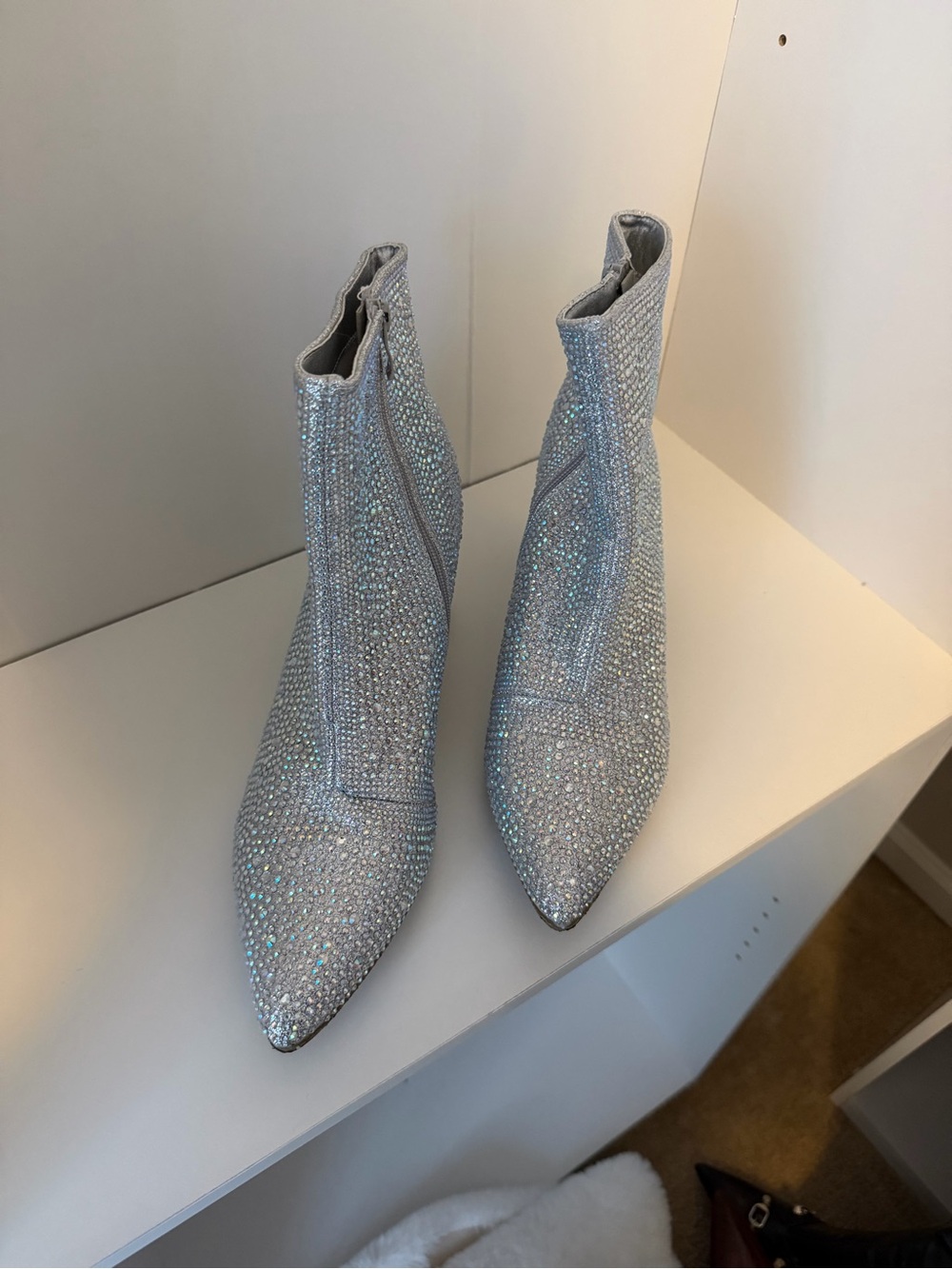 Forever Silver Rhinestone Crystal Ankle Boots Size 11